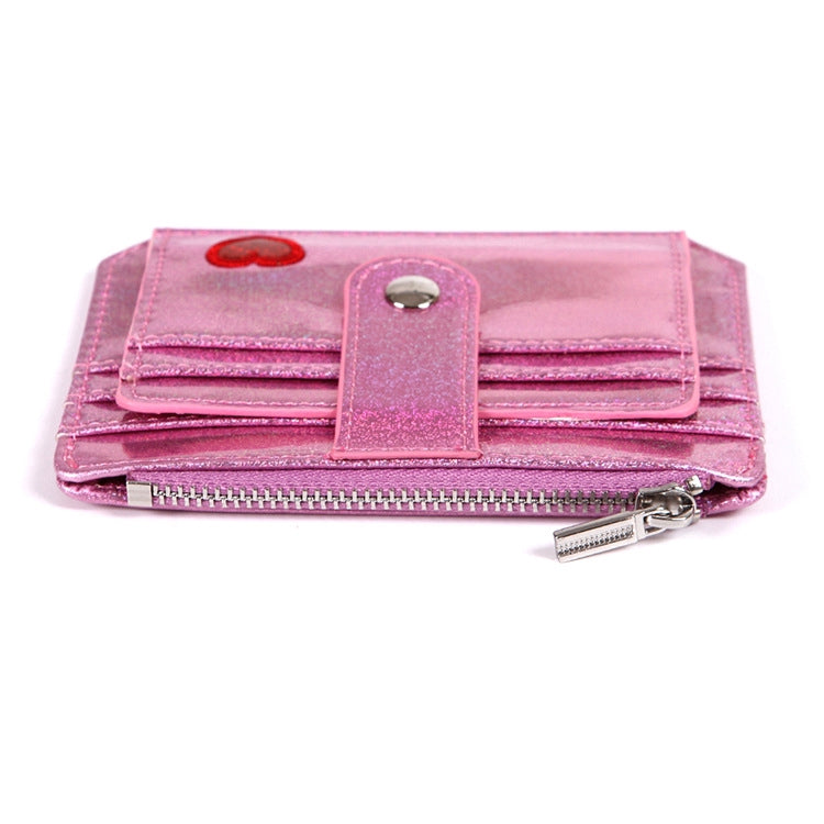 IELGY laser PU leather embroidery card holder card zip coin purse