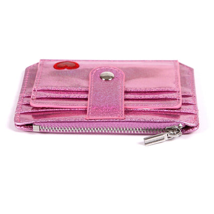 IELGY laser PU leather embroidery card holder card zip coin purse