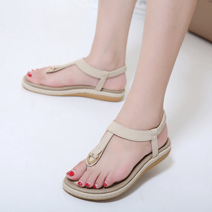 IELGY [Size35-42] Buckle Sandals Women's Casual Seaside Comfortable Plus Size Beach Flats