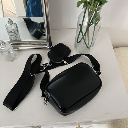 IELGY women's black simple personality three-in-one messenger bag