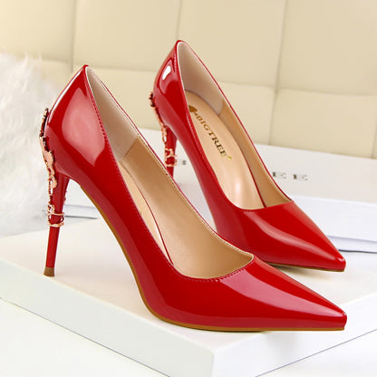 IELGY Fashionable sexy women's shoes with metal heel, stiletto heel, patent pumps