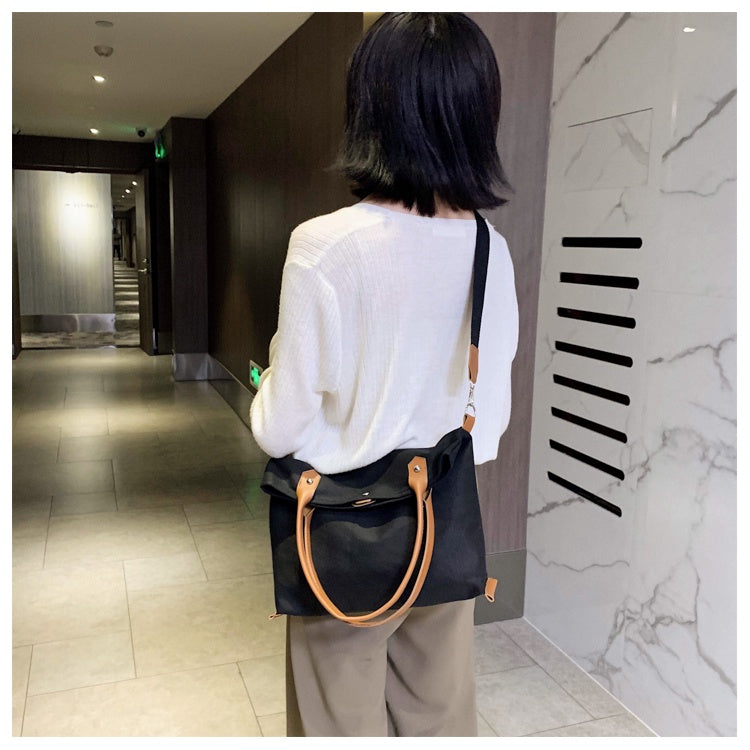 IELGY Woman's bag Casual Large capacity Official document Crossbody One shoulder Black Canvas White Large