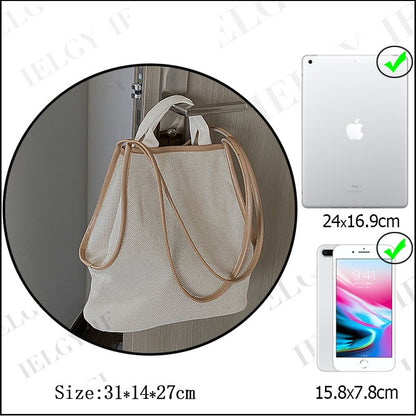 IELGY Women's bag all-match shoulder portable fashion large capacity cloth retro casual bucket