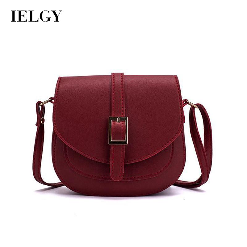 IELGY Fashion Women's bag Mobile phone Saddle Japanese and Korean All-match Black 4 colors Diagonal One shoulder Trendy