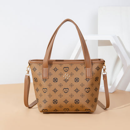 IELGY handbags bucket bags flowers diagonal bags simple and classic shoulder bags soft leather ladies mobile phone bags printed Retro