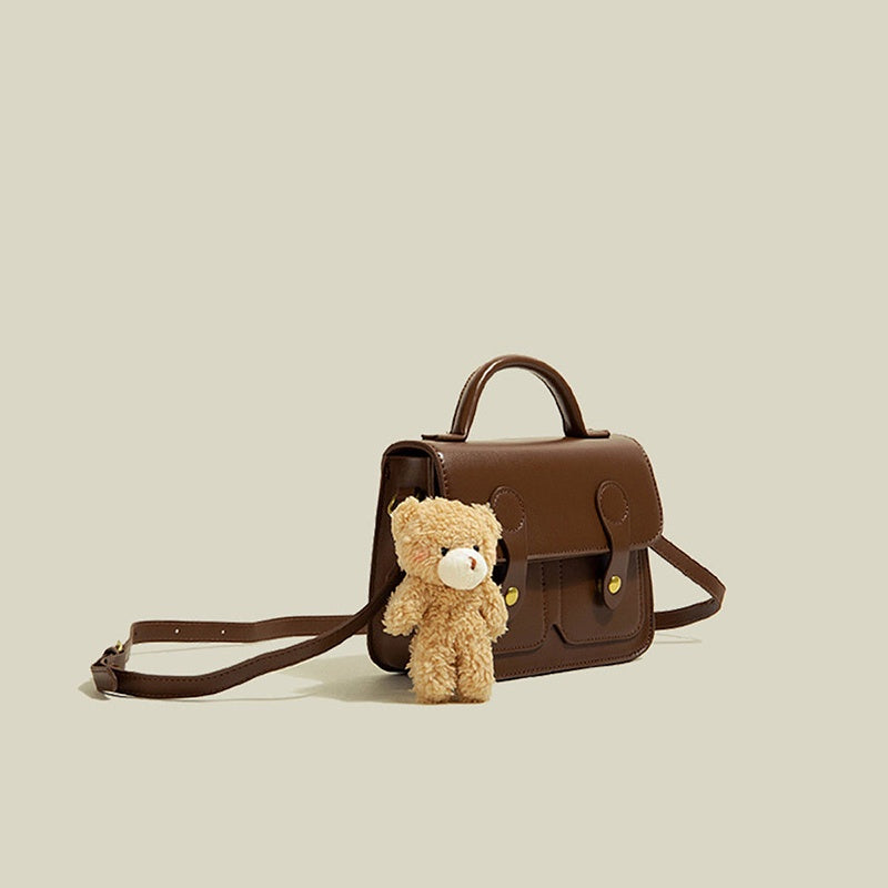 IELGY Fashion Retro Lady Bear Pendant All-match Messenger Bag