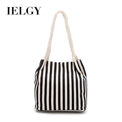 IELGY summer creative print striped one-shoulder cotton bag storage bag European and American fashion female bag
