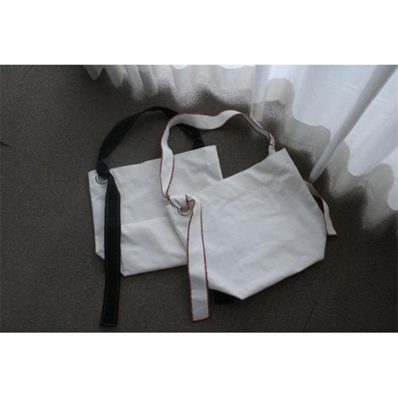 IELGY Solid color shopping bag shoulder diagonal canvas bag large capacity bag