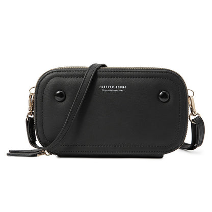 IELGY Korean retro versatile multifunctional smooth zipper phone bag for ladies