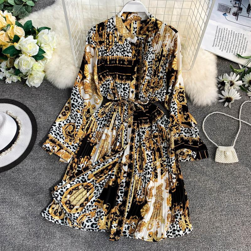 IELGY Pleated Loose Plus Size Dress