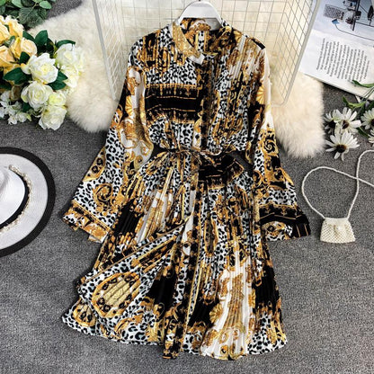 IELGY Pleated Loose Plus Size Dress