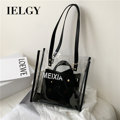 IELGY Jelly large transparent bag capacity, photo capacity and women's tote bag