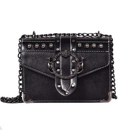 IELGY Women's bag shoulder bag all-match Crossbody chain square bag fashion Korean style solid color retro
