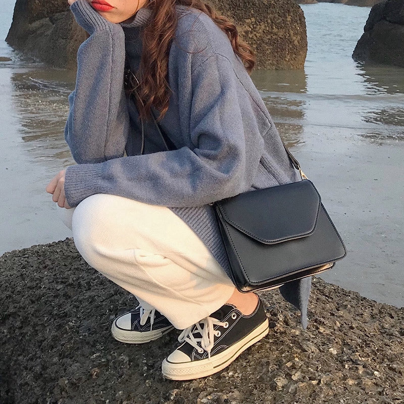 New fashion pu wide shoulder strap messenger bag