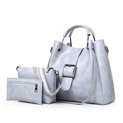 IELGY Oil wax leather female and female bag new three-piece Korean diagonal shoulder bag