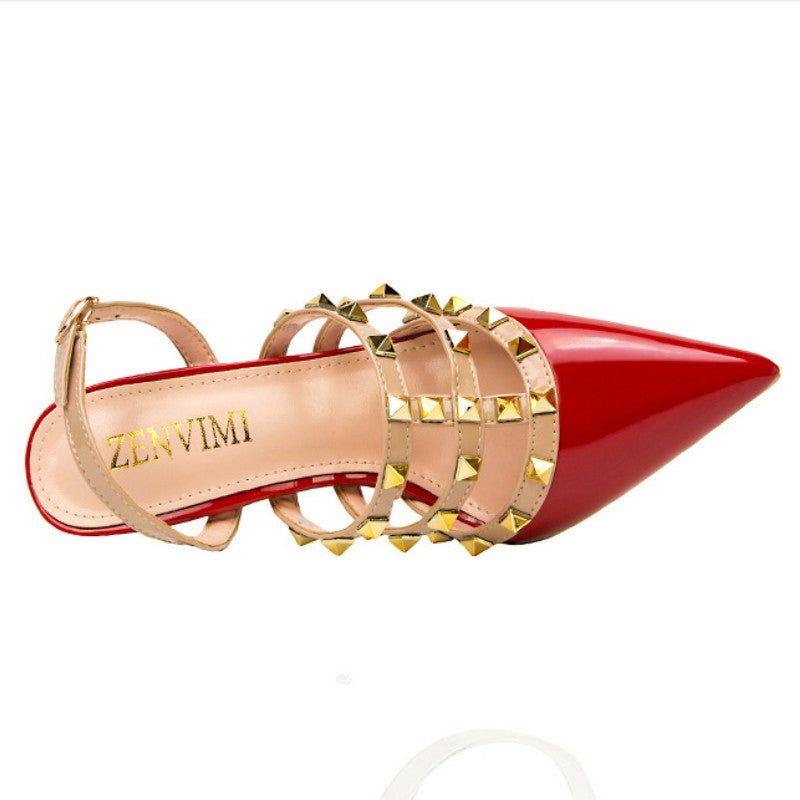 IELGY Pointed-toe high heel women fashion sexy 10cm thin with thin rivets women's Roman sandals