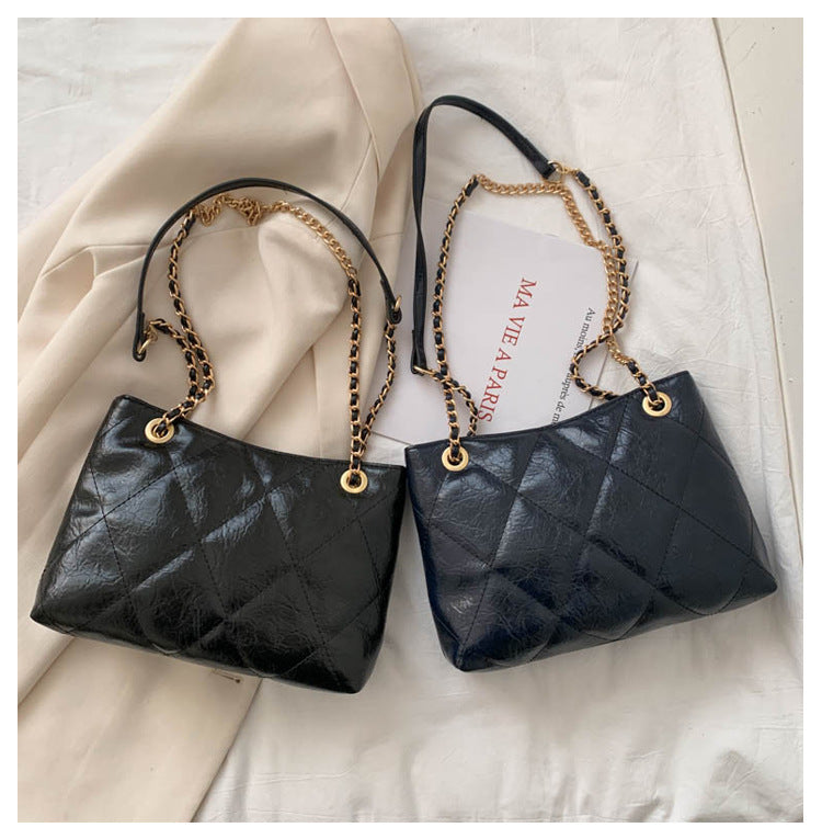 IELGY Ladies niche design rhombus embroidery thread bag