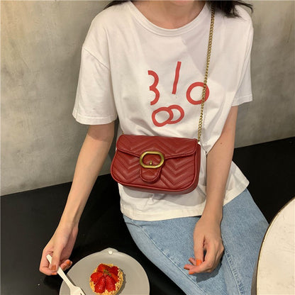 IELGY Rhombus One shoulder Chain Red All-match Women's bag Black Fashion Crossbody