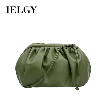 IELGY One-shoulder female bag dumplings Messenger bag pleated bag hand bag small bag female