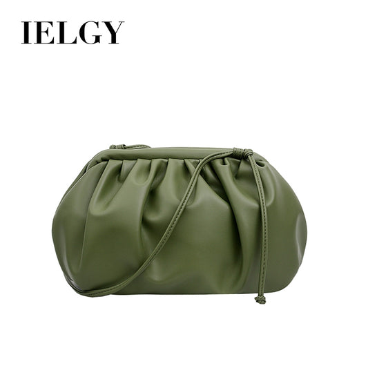 IELGY One-shoulder female bag dumplings Messenger bag pleated bag hand bag small bag female