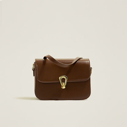 IELGY ladies solid color lock fashion retro messenger bag