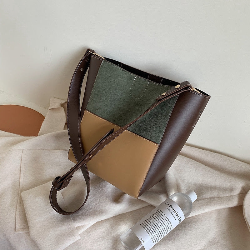 IELGY ins recommended colorblock bucket bag