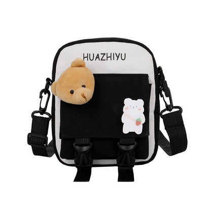 IELGY tide Korean version black mobile phone bag crossbody letters tooling style canvas Summer all-match