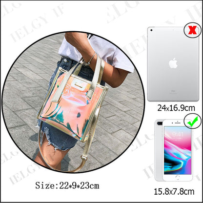 IELGY Summer Korean version jelly bag picture bag trendy transparent bag handbag ins style diagonal shoulder bag shoulder strap design