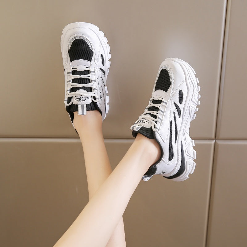 IELGY Fashionable Breathable Trendy Korean Round Toe Lace-up Sports Women's Shoes
