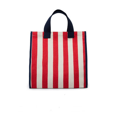 IELGY Large-capacity striped shopping bag canvas Korean mobile handbag