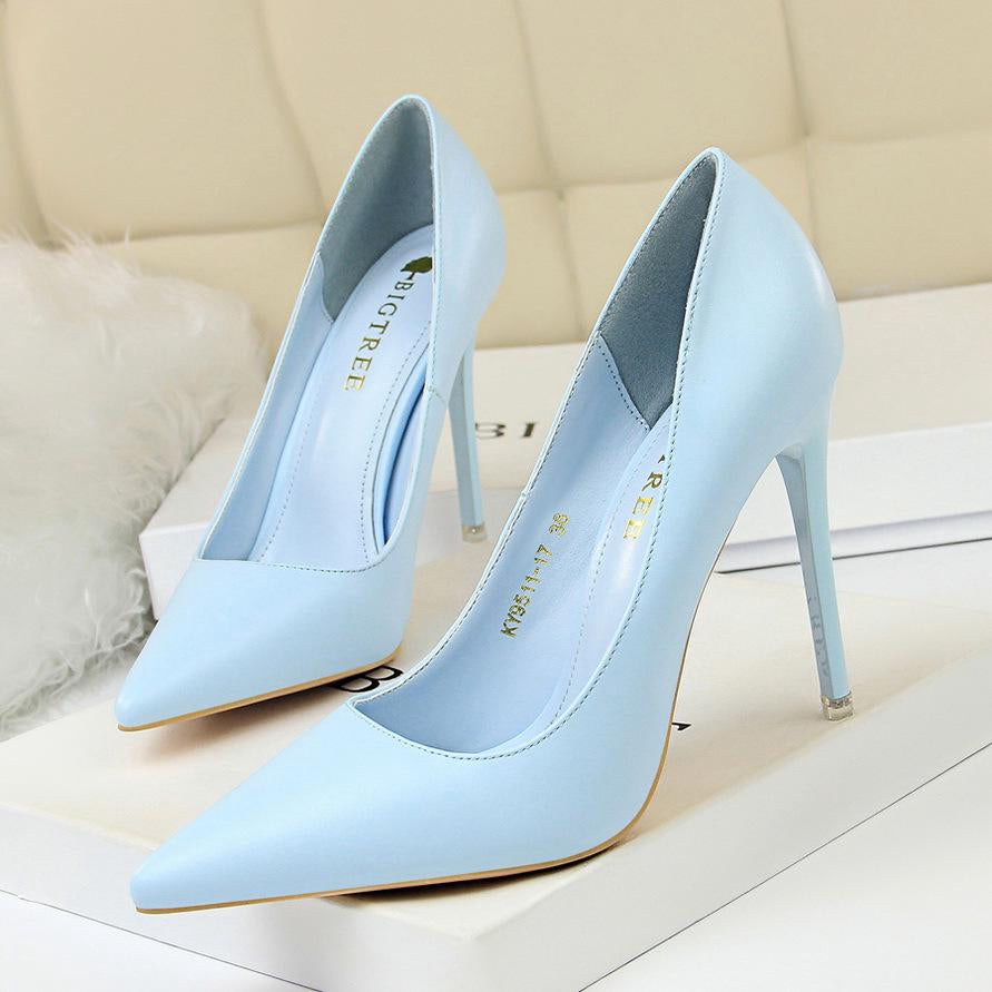 IELGY Korean women's shoes fashion simple Super high-heeled shallow mouth pointed sexy shoes