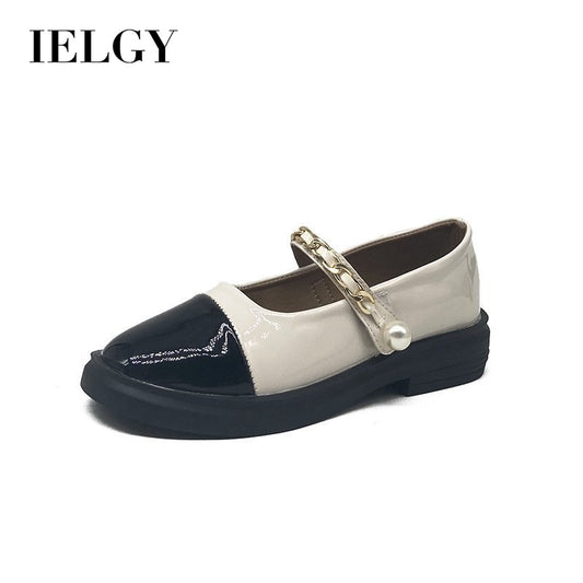 IELGY Thick-soled British style small leather shoes women shoes Mary Jane jk love beanie black single shoes