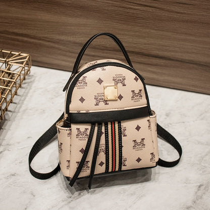 IELGY Korean printing contrast color drawstring backpack large capacity simple handbag