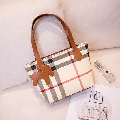 IELGY Change Storage Scottish check Everyday Fashion Light Makeup Brown small bag Print Women's handbag