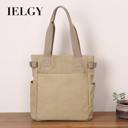 IELGY canvas bag women's shoulder all-match canvas bag Japanese retro large capacity