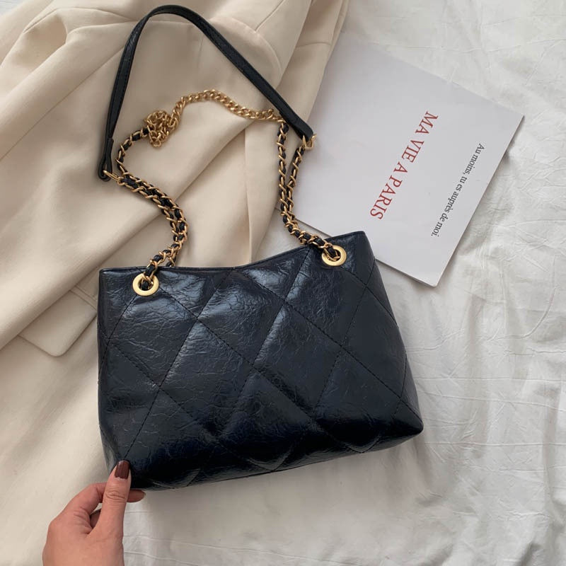 IELGY Ladies niche design rhombus embroidery thread bag