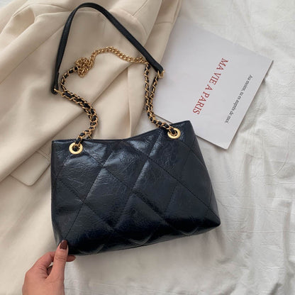 IELGY Ladies niche design rhombus embroidery thread bag