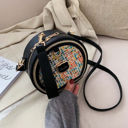 IELGY chain small round stitching handbagshoulder crossbody women simple bag classic street fashion laptop shoulder bag for women
