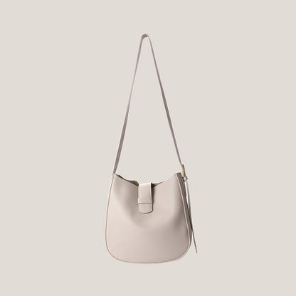 IELGY Women's Bucket Commuter Korean Style Wide Strap Crossbody Bag Soft Leather Simple Large-Capacity New Fashion