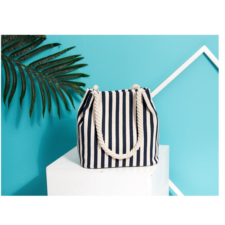 IELGY summer creative print striped one-shoulder cotton bag storage bag European and American fashion female bag