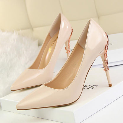 IELGY Fashionable sexy women's shoes with metal heel, stiletto heel, patent pumps