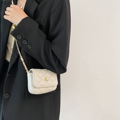 IELGY women's bag all-match diamond chain messenger bag black small square bag