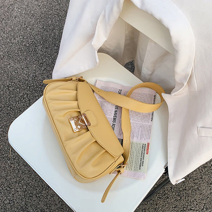 IELGY one shoulder handbag underarm bag green European and American retro Fashion lock buckle large capacity metal decoration adjustable shoulder strap