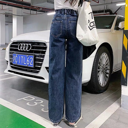 IELGY High waist draped wide leg pants jeans women loose loose thin straight