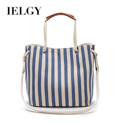 IELGY European and American striped canvas simple canvas bag Small fresh striped shoulder bag Messenger handbag