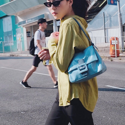 IELGY Retro hand-held shoulder bag French style middle age intellectual crocodile pattern underarm bag