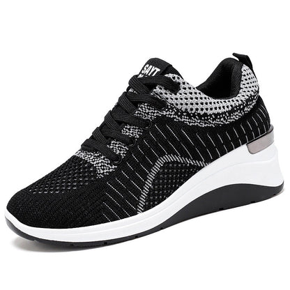 IELGY wedge heel lace casual platform lightweight running sneakers women