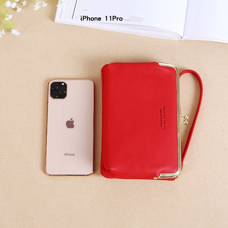 IELGY Ladies Elegant Wallet Frosted PU Leather Double Zipper Long Portable