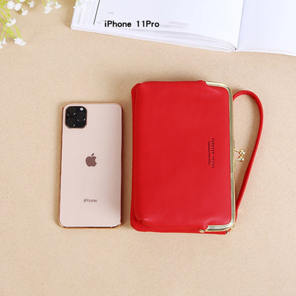 IELGY Ladies Elegant Wallet Frosted PU Leather Double Zipper Long Portable