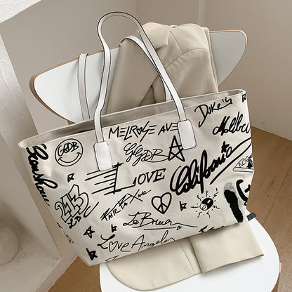IELGY Commuting Fashion Canvas Tote Horizontal square All-match Portable Casual Woman's Shoulder bag